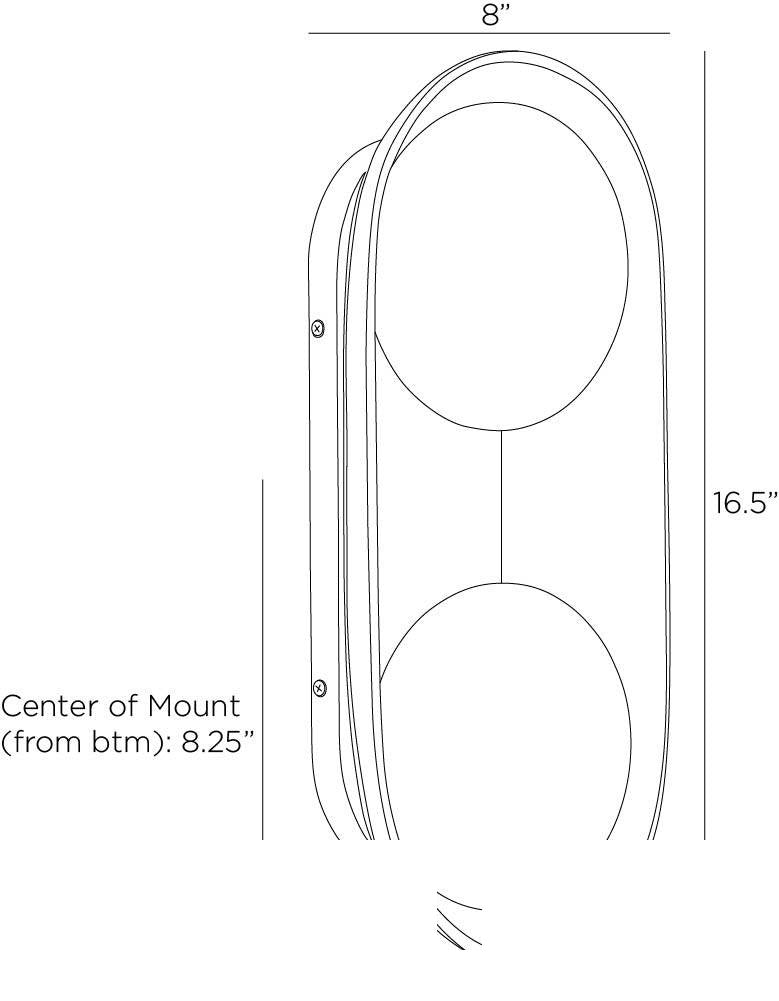 Glaze Large Wall Sconce GADWC02 technical dimension drawing