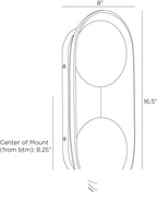 Glaze Large Wall Sconce GADWC02 technical dimension drawing