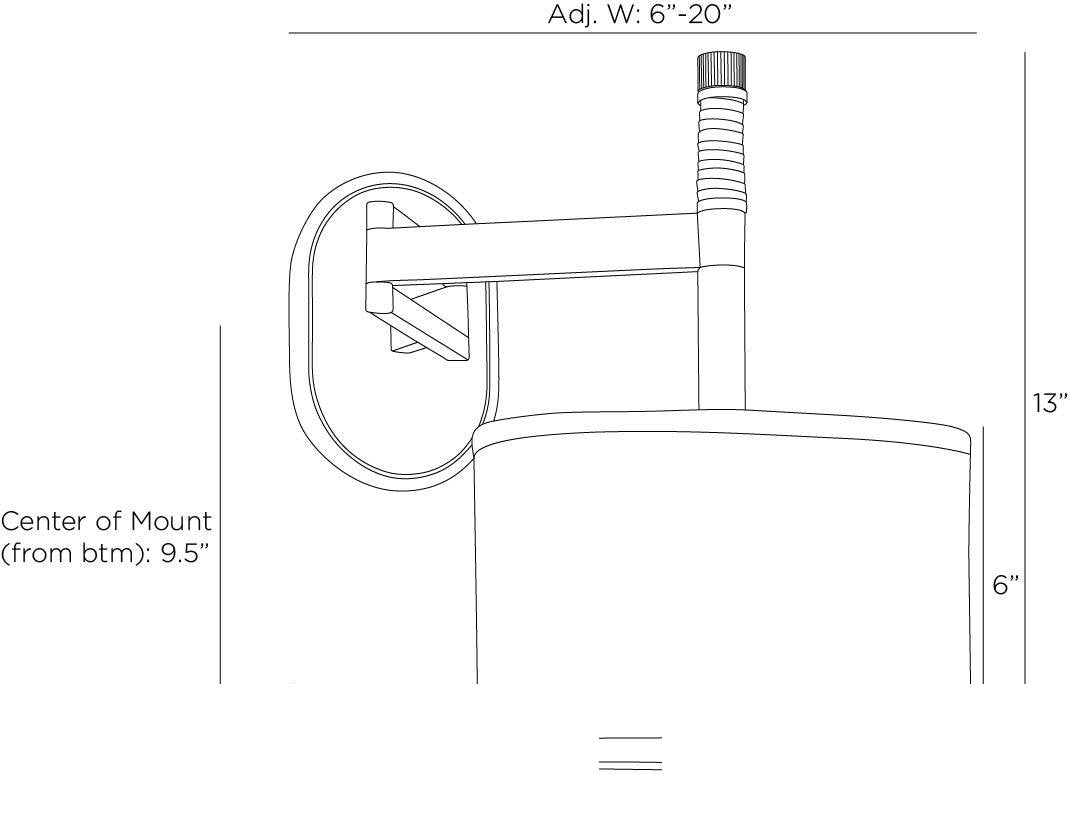 Stitch Wall Sconce GADWC05 technical dimension drawing