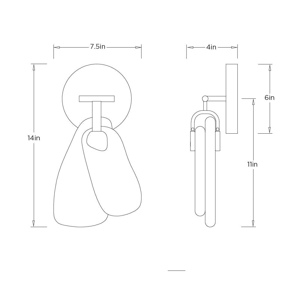 Melt Wall Sconce GADWC06 technical dimension drawing