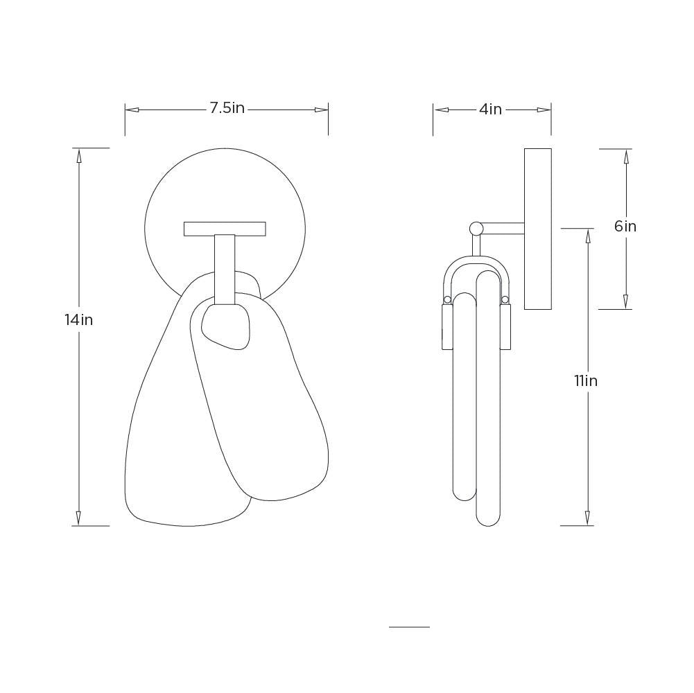 Melt Wall Sconce GADWC15 technical dimension drawing