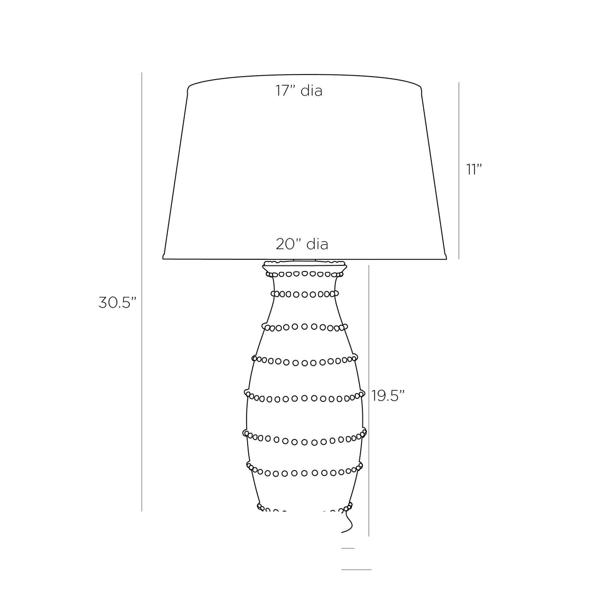 Spitzy Table Lamp GCPTC01-361 technical dimension drawing