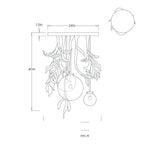 Will O' the Wisp Multi-Port Chandelier GDDLC01 technical dimension drawing