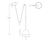 Egg Drop Pendant GDDPI01 technical dimension drawing