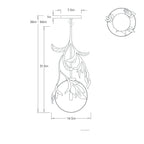 Will O' the Wisp Large Pendant GDDPI02 technical dimension drawing