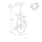 Will O' the Wisp Small Pendant GDDPI03 technical dimension drawing