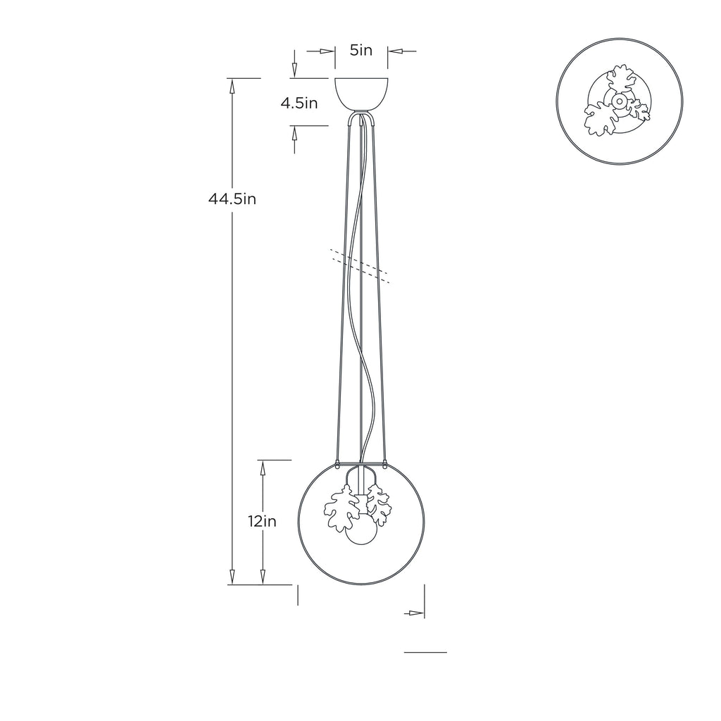 Chene Pendant GDDPI04 technical dimension drawing