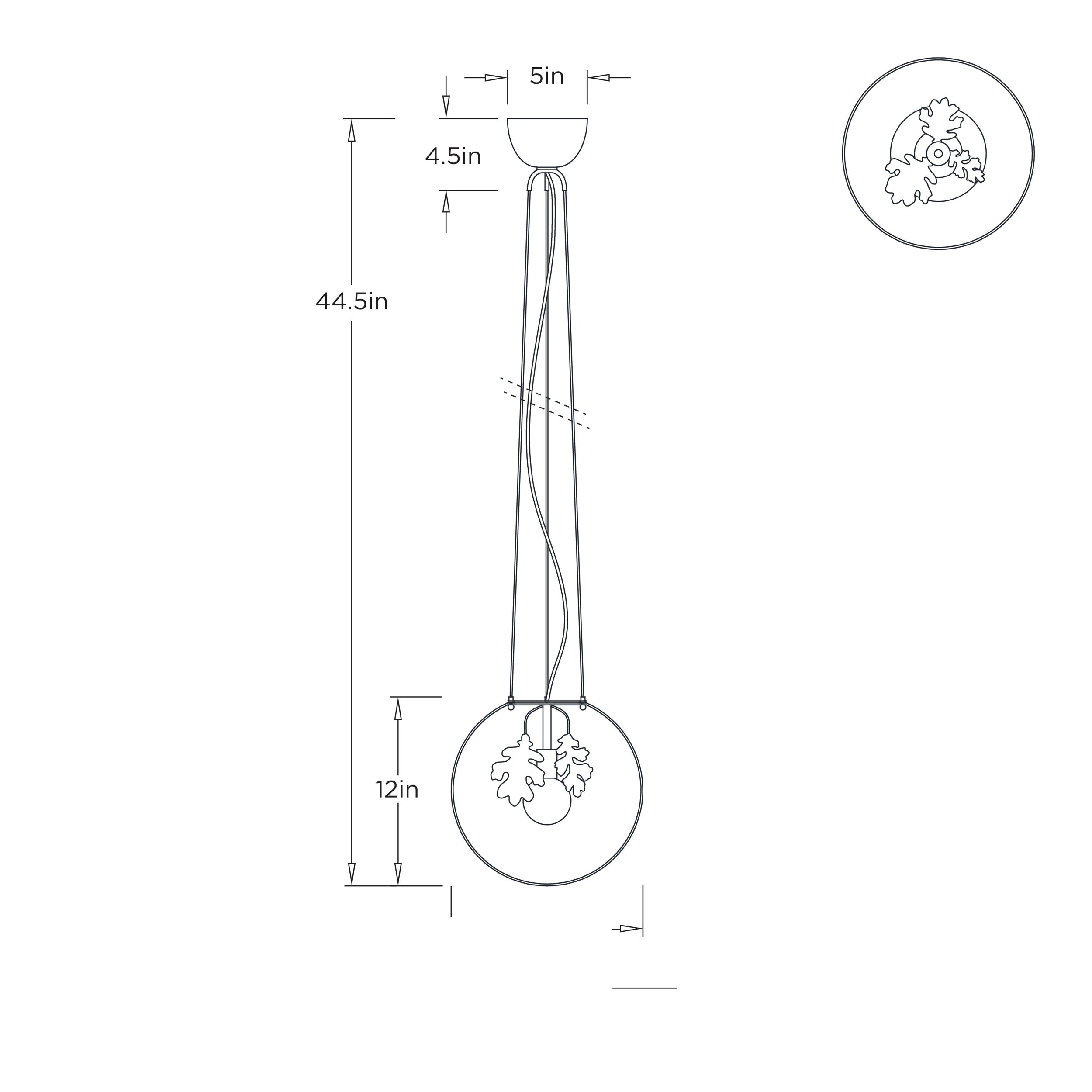 Chene Pendant GDDPI04 technical dimension drawing