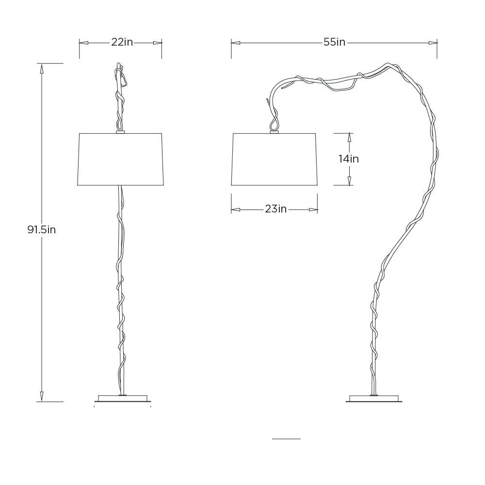 Muscadine Floor Lamp GDPFI02-SH070 technical dimension drawing