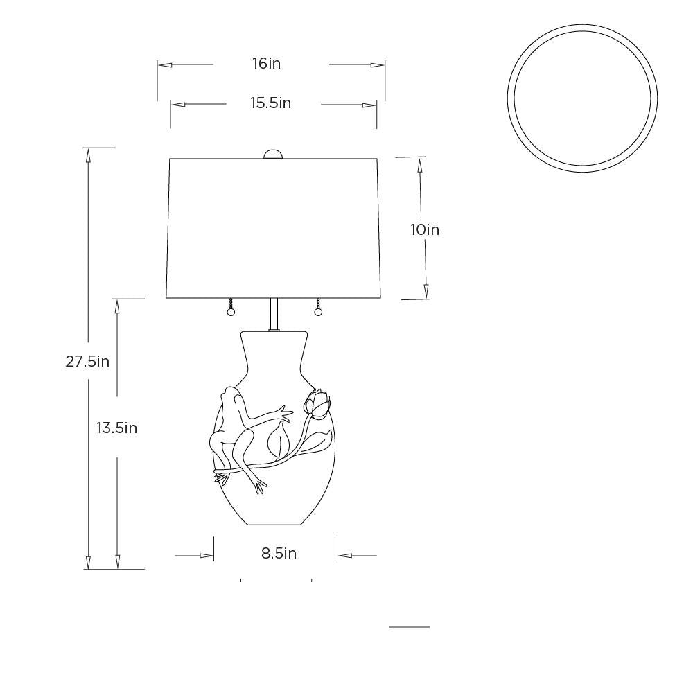 Grenouille Table Lamp GDPTC01-SH027 technical dimension drawing