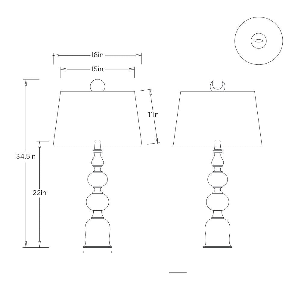 Minaret Table Lamp GDPTC02-829 technical dimension drawing
