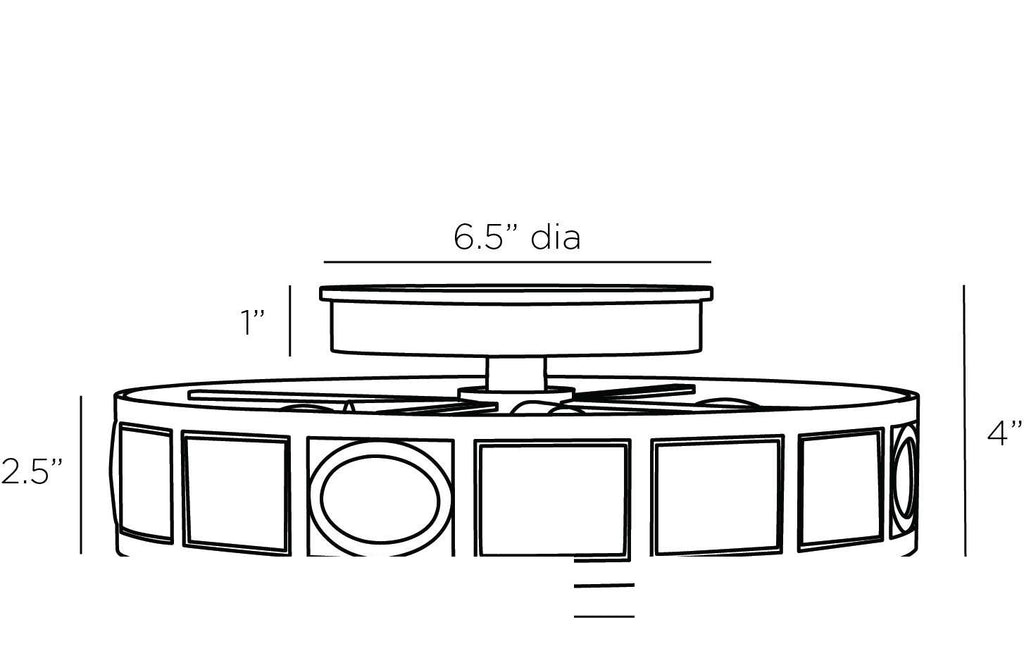 Empire Flush Mount GKDFC02 technical dimension drawing