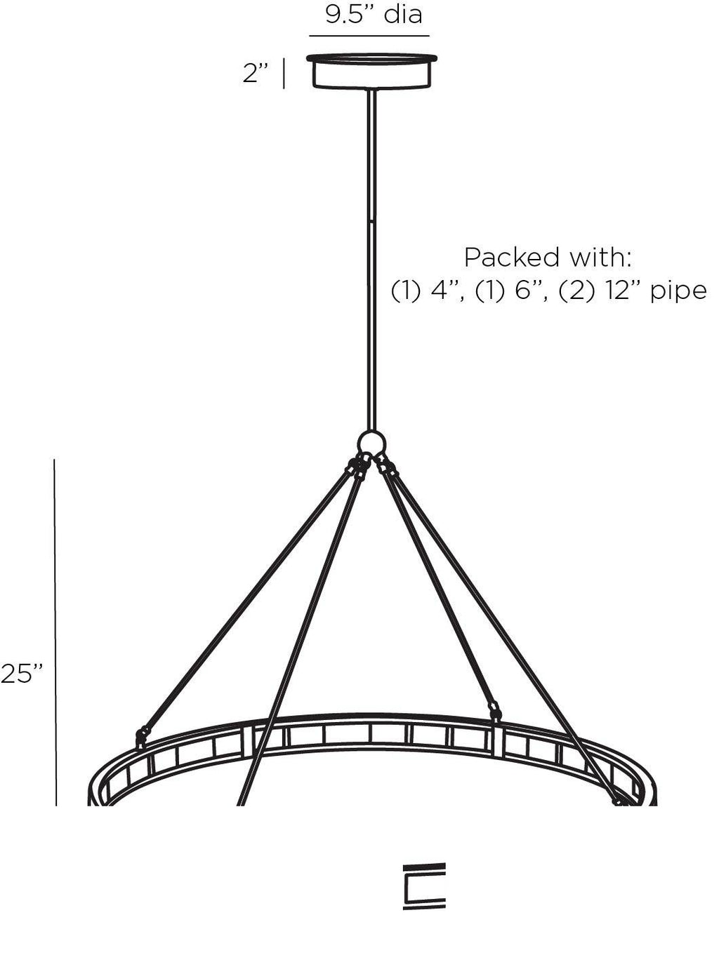 Empire Chandelier GKDLC01 technical dimension drawing