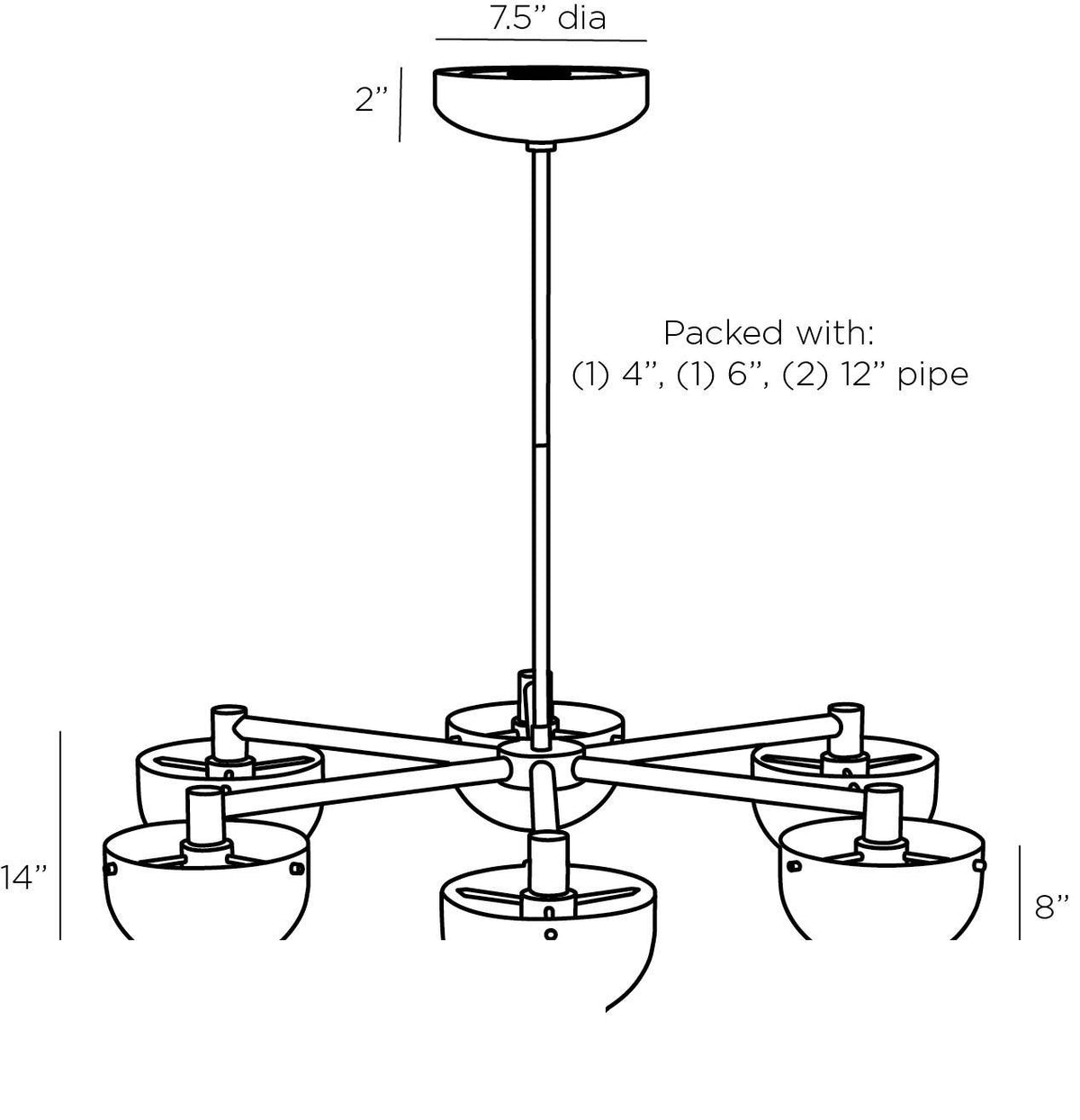 Boîte Chandelier GKDMC01 technical dimension drawing