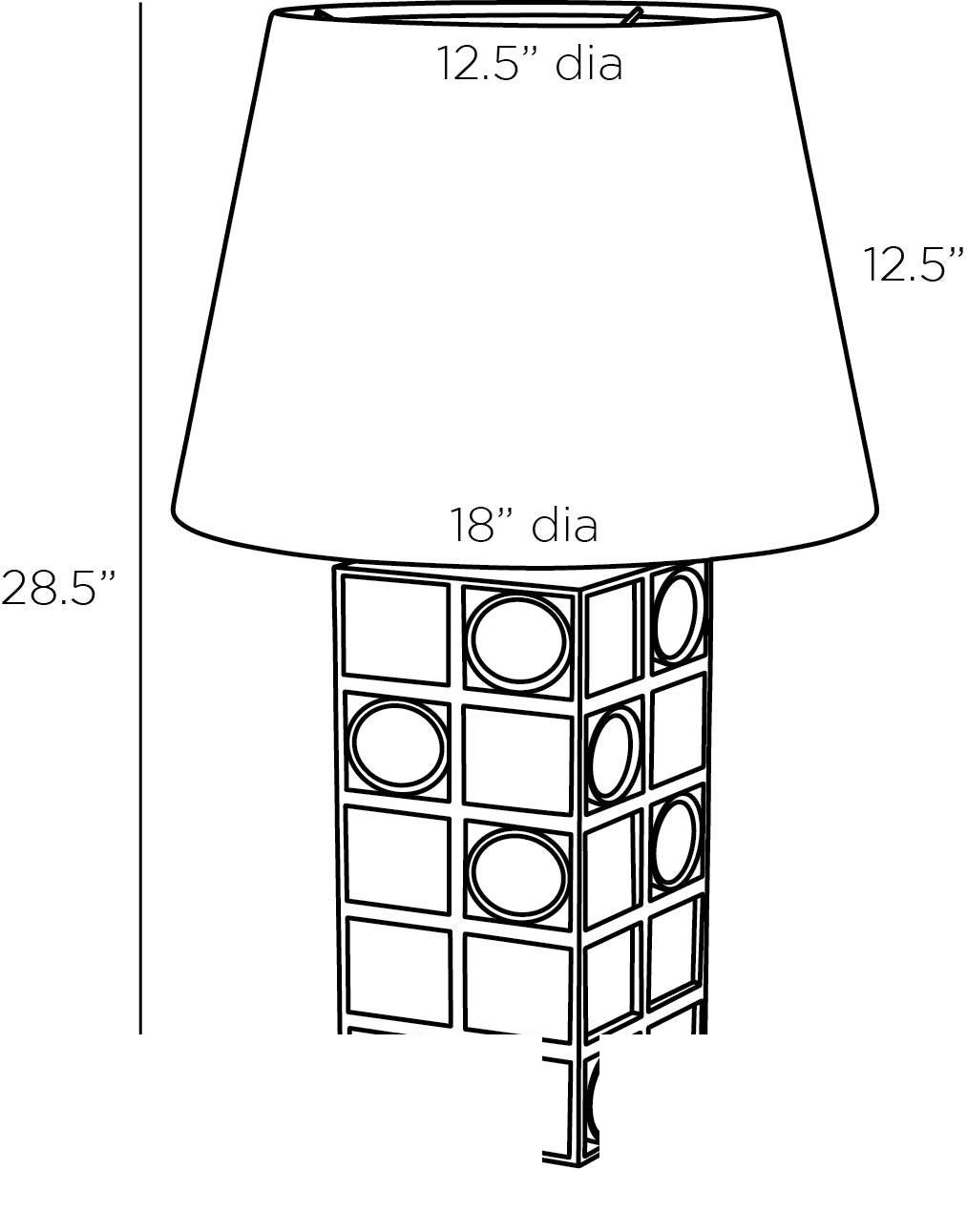 Empire Table Lamp GKPTC02-SH019 technical dimension drawing