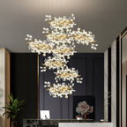 Gingko Leaves Ceramics Spiral Branch Chandelier