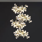 Gingko Leaves Ceramics Spiral Branch Chandelier