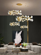 Gingko Leaves Ceramics Spiral Branch Chandelier