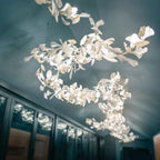 Gingko Leaves Ceramics Spiral Branch Chandelier