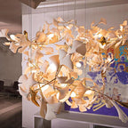 Gingko Leaves Ceramics Spiral Branch Chandelier