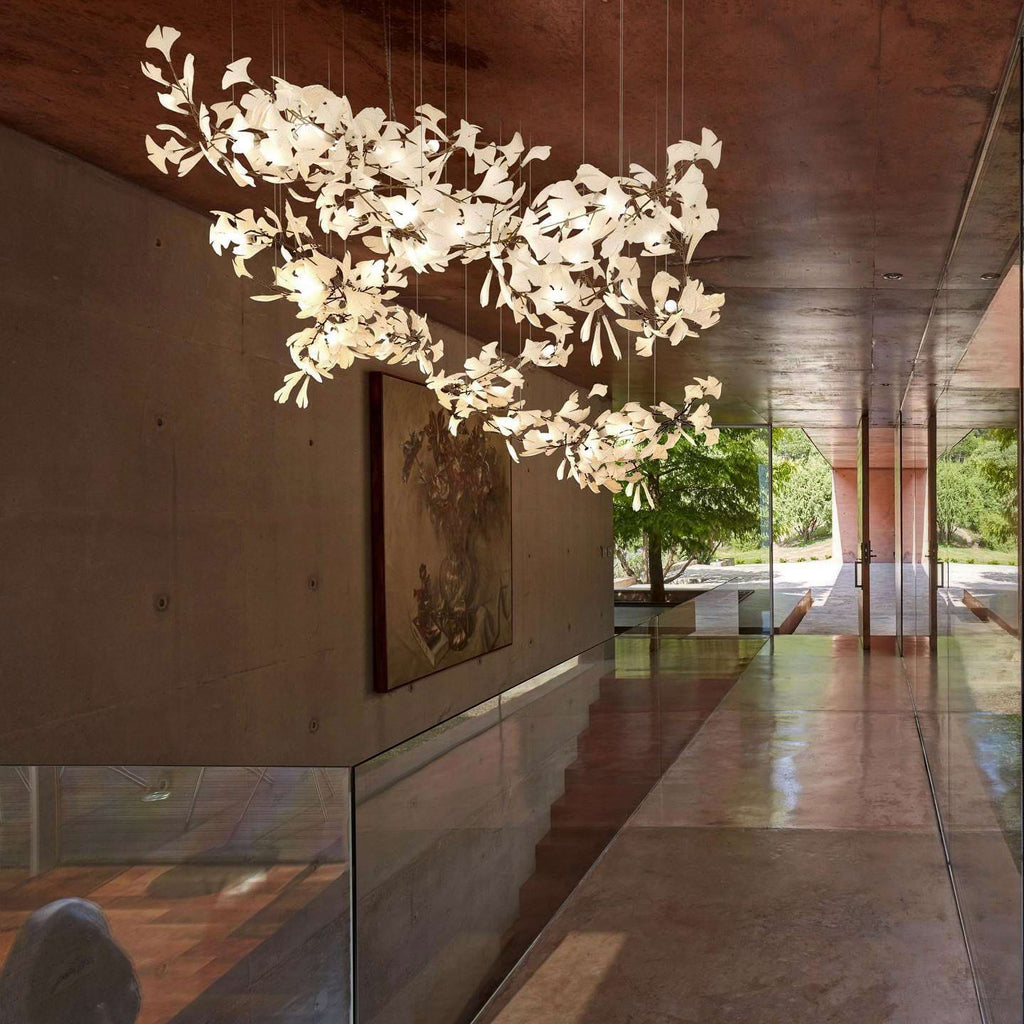 Gingko Leaves Ceramics Spiral Branch Chandelier