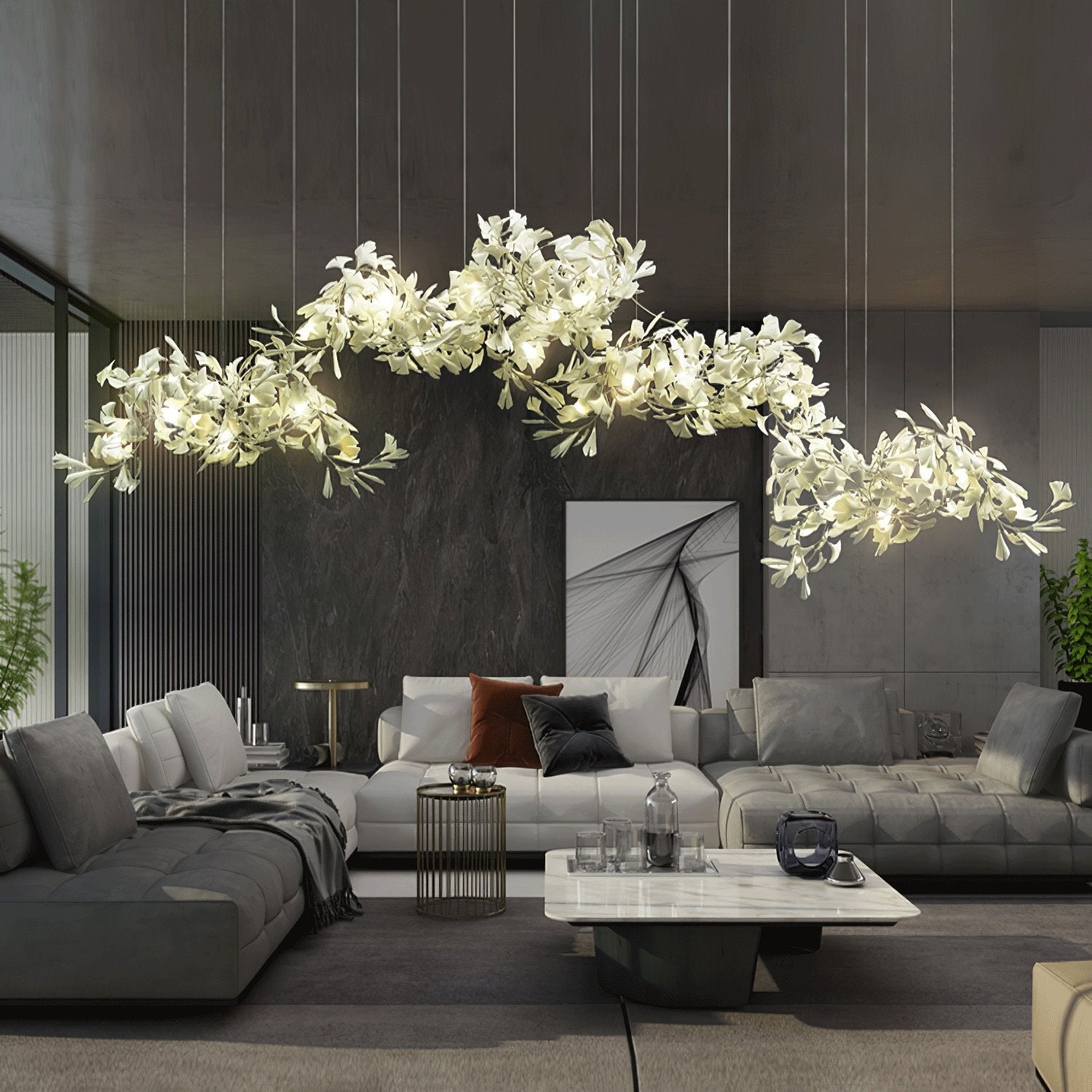 Gingko Ceramic Branch Chandelier C