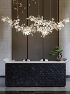 Double Layer Combination Gingko Ceramic Branch Chandelier