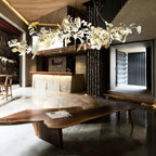 Double Layer Combination Gingko Ceramic Branch Chandelier