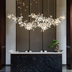 Double Layer Combination Gingko Ceramic Branch Chandelier