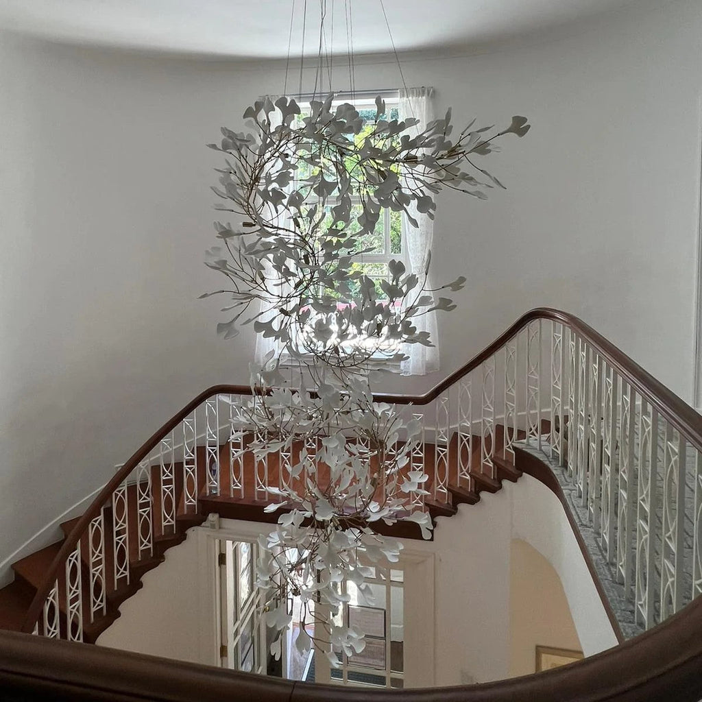 Ceramic Ginkgo Leaves Branch Flower Chandelier