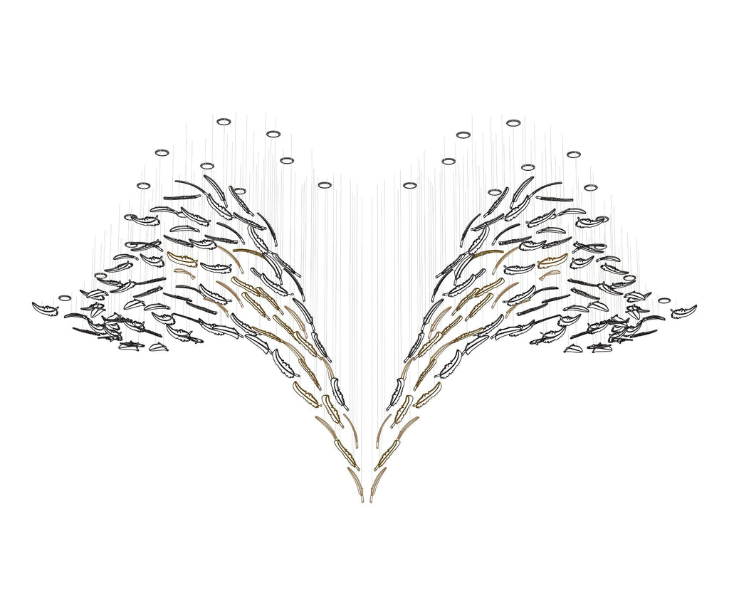 Galaxy Glass Feathers Flying Chandelier