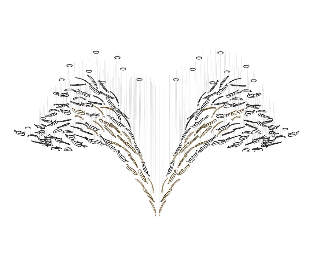 Galaxy Glass Feathers Flying Chandelier