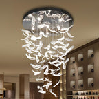 Galaxy Glass Feathers Flying Chandelier