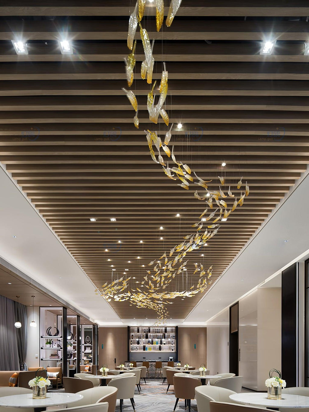 Galaxy Glass Feathers Flying Chandelier