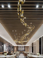Galaxy Glass Feathers Flying Chandelier
