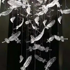 Galaxy Glass Feathers Flying Chandelier