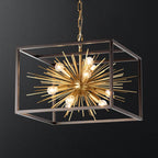 Gold Sputnik Living Room Chandelier Cage Ceiling Pendant Light for Kitchen Dining Room Restaurant Lamp