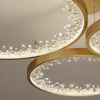Modern Gold and Black Crystal 1 / 2 / 3 Rings LED Chandelier Pendant Light with Aluminum