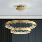 Modern Gold and Black Crystal 1 / 2 / 3 Rings LED Chandelier Pendant Light with Aluminum