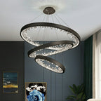 Modern Gold and Black Crystal 1 / 2 / 3 Rings LED Chandelier Pendant Light with Aluminum