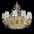 Golden Maria Theresa Crystal Chandeliers with White Shade