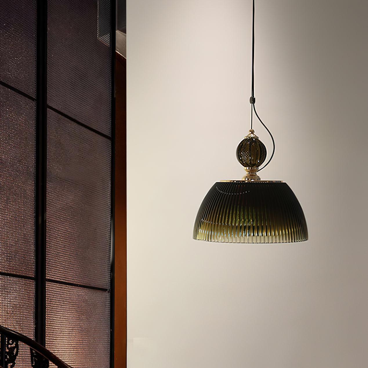 Green Glass Bowl Pendant Lamp