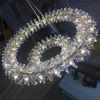 Round Wheel Frozen Ice Crystal Chandelier Light with K9 Crystals for Living Room Dining Hall