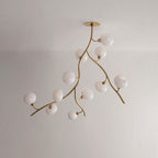 Modern Brass Branch Chandelier with Handcrafted Glass Globes