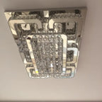 Luxury Rectangular Dimmable Crystal Flush Mount Chandelier