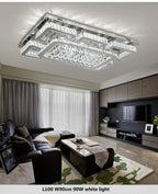 Luxury Rectangular Dimmable Crystal Flush Mount Chandelier