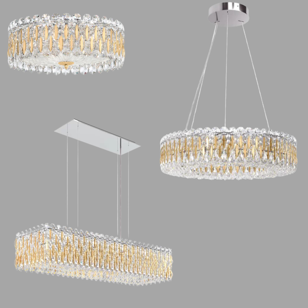 Light Luxury Crystal Beads Drum Collection Flush Mounted / rectangle / round Chandelier