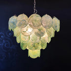 Elegant Green Murano Disc Chandelier