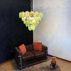Elegant Green Murano Disc Chandelier