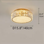 Hotel Gold Flush Mount Ceiling Lighting Round Crystal Chandelier for Bedroom